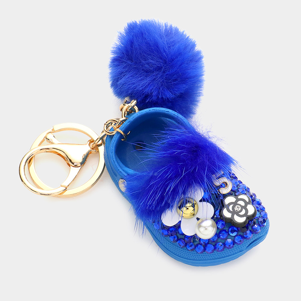 k0200-rb-studded-shoe-faux-fur-pom-pom-key-chain-savvy-new-york