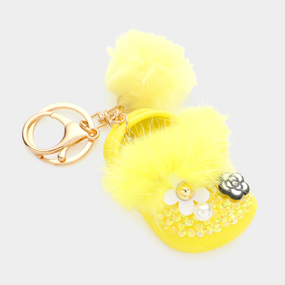 k0200-yw-studded-shoe-faux-fur-pom-pom-key-chain-savvy-new-york