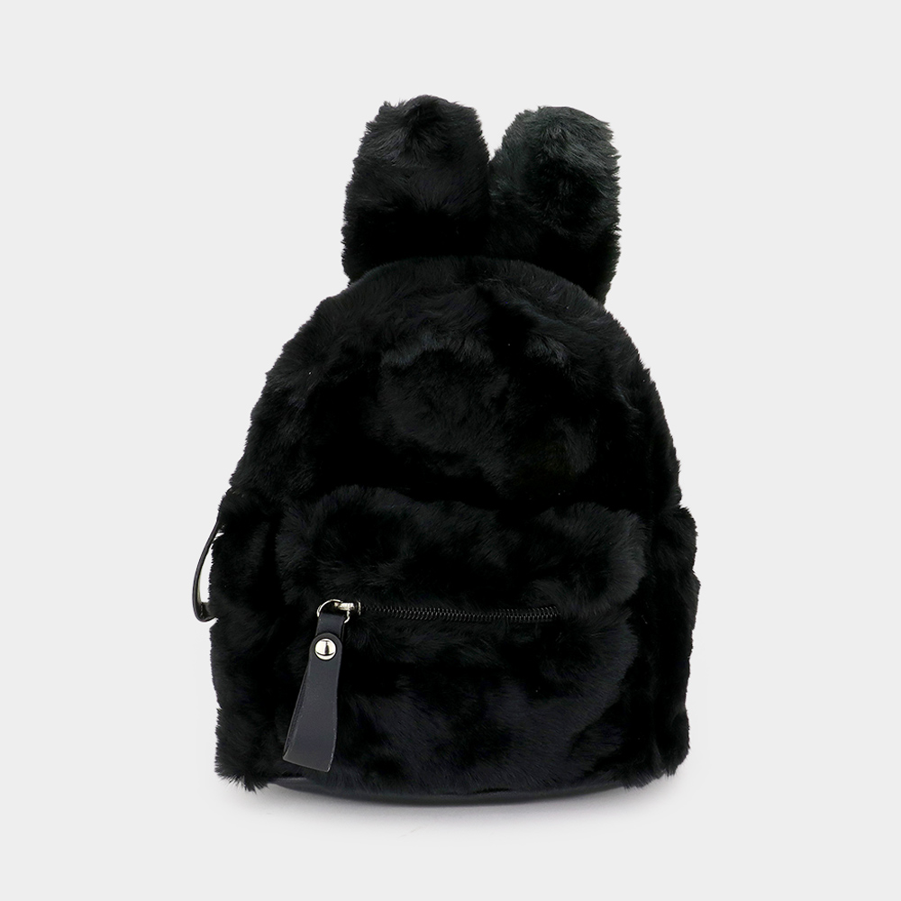 Black Fur Rabbit Backpack